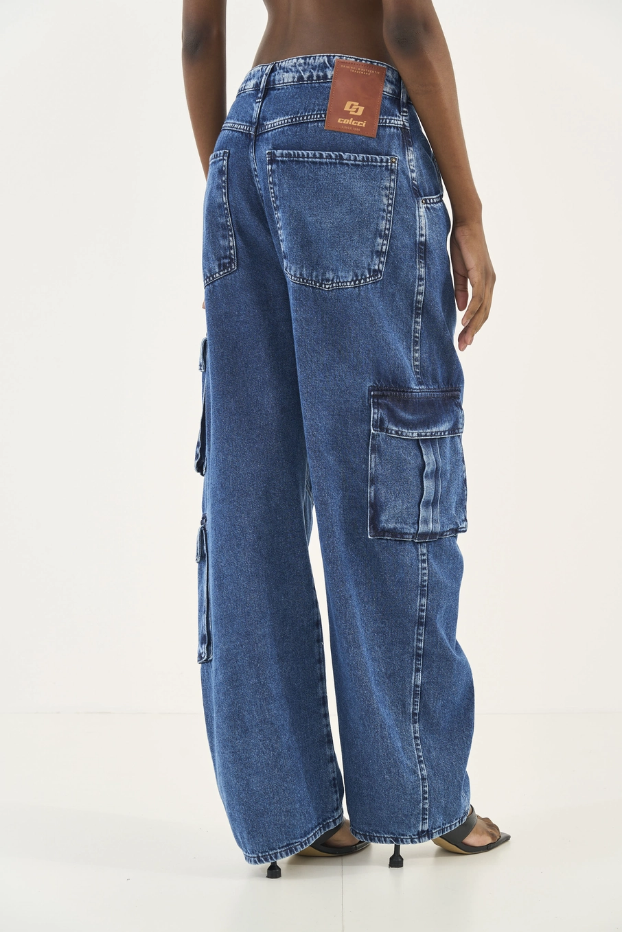 Calça Jeans Bruna Wide Leg Cargo Índigo
