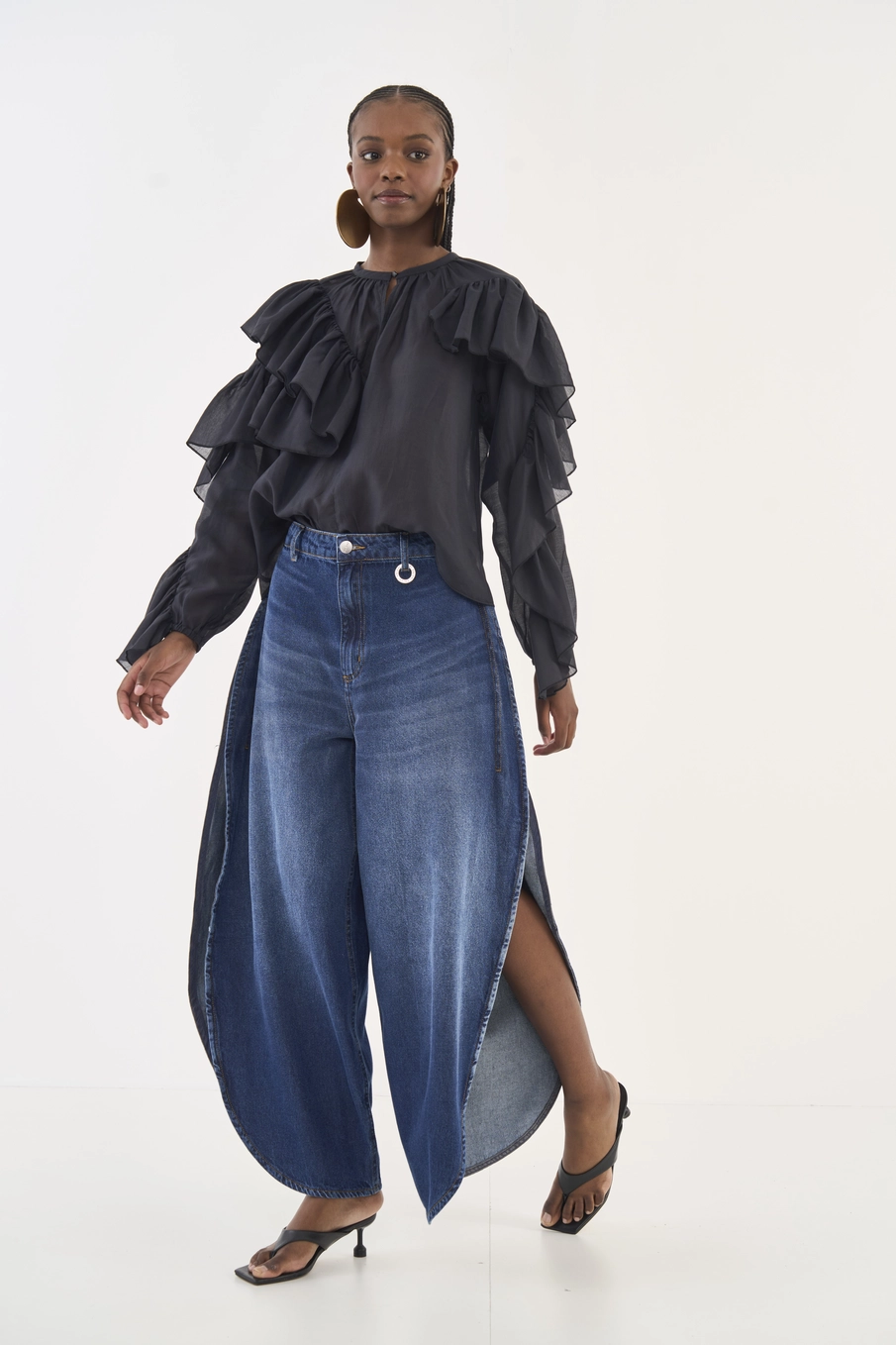 Calça Jeans Joana Barril Com Fenda Lateral Índigo