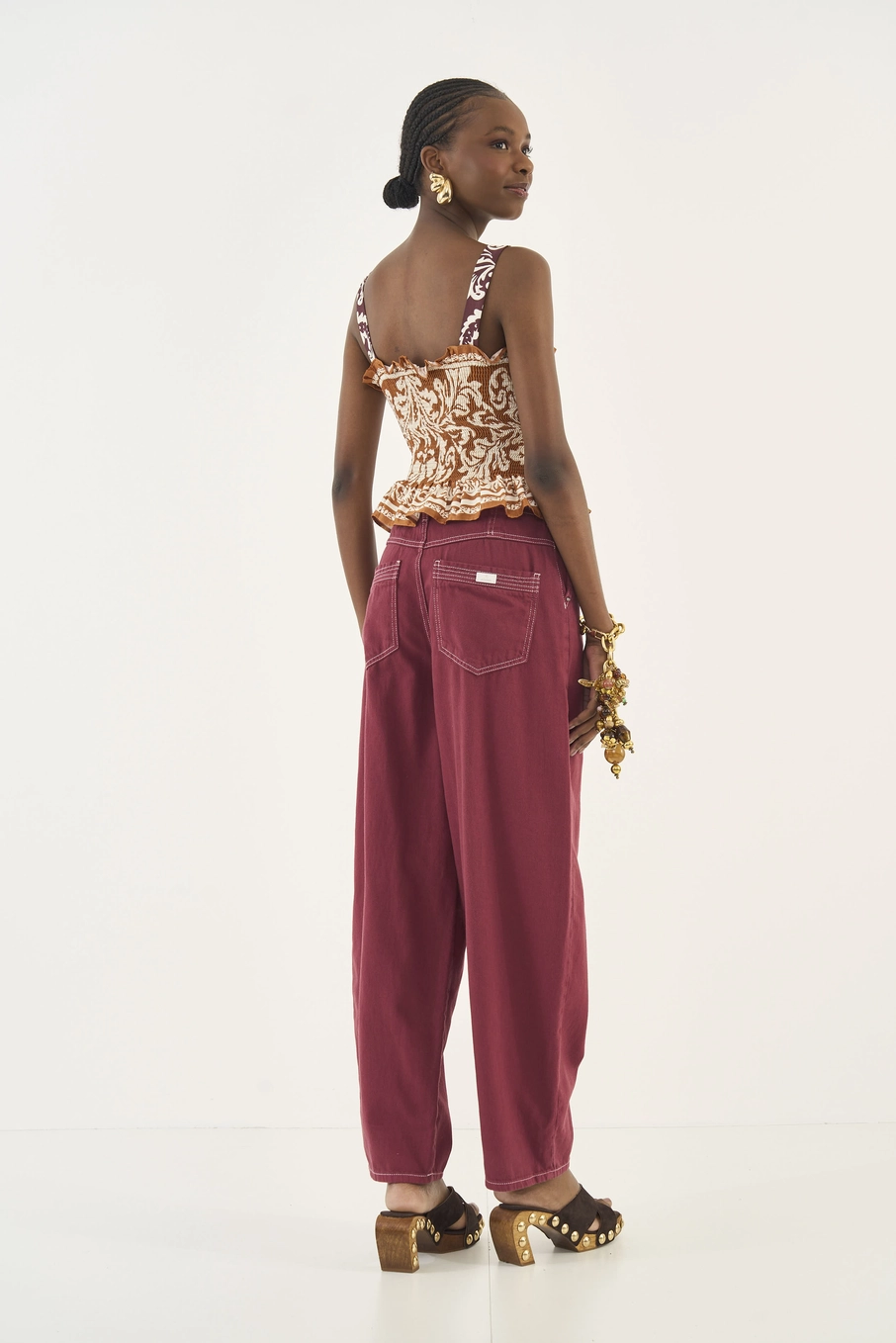 Calca Sarja  Feminino Colcci Bordô