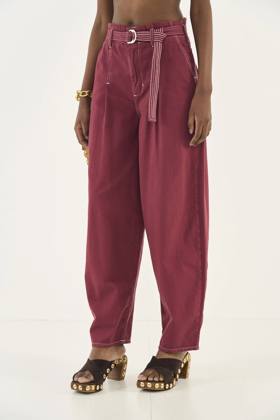 Calca Sarja  Feminino Colcci Bordô