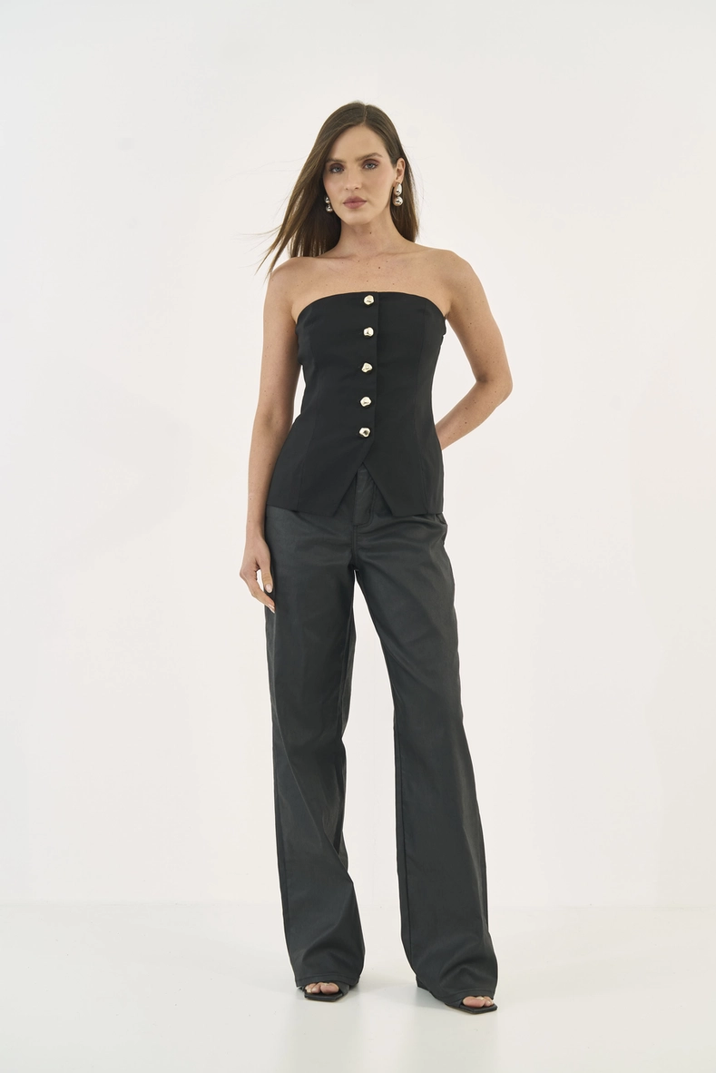 Calça Sarja Wide Leg Juliette Resinada