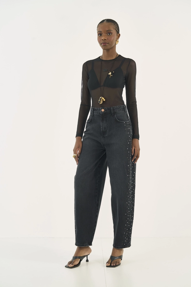 Calça Jeans Joana Barril Com Aplicação