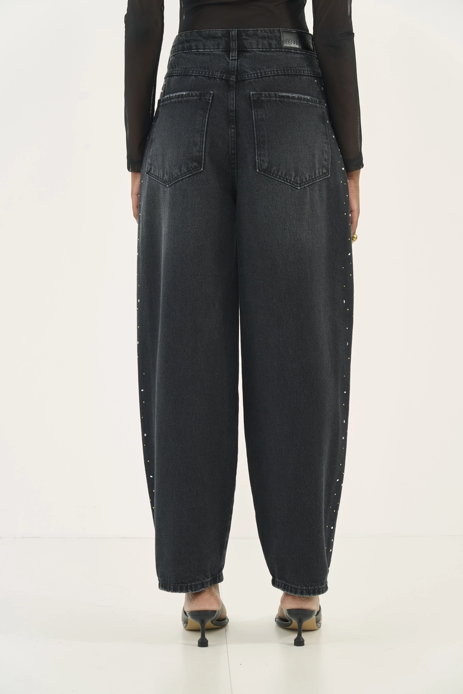 Calça Jeans Joana Barril Com Aplicação Indigo Preto