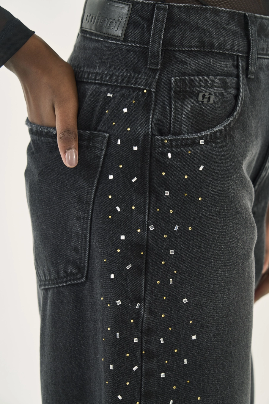 Calça Jeans Joana Barril Com Aplicação Indigo Preto