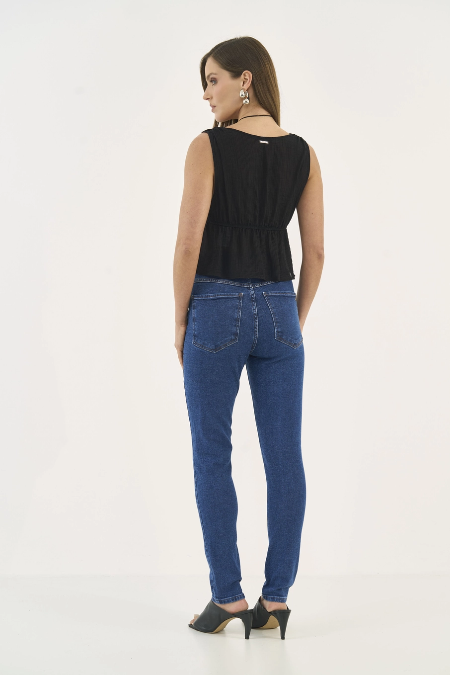 Calça Jeans Bruna Justa Com Cinto Índigo