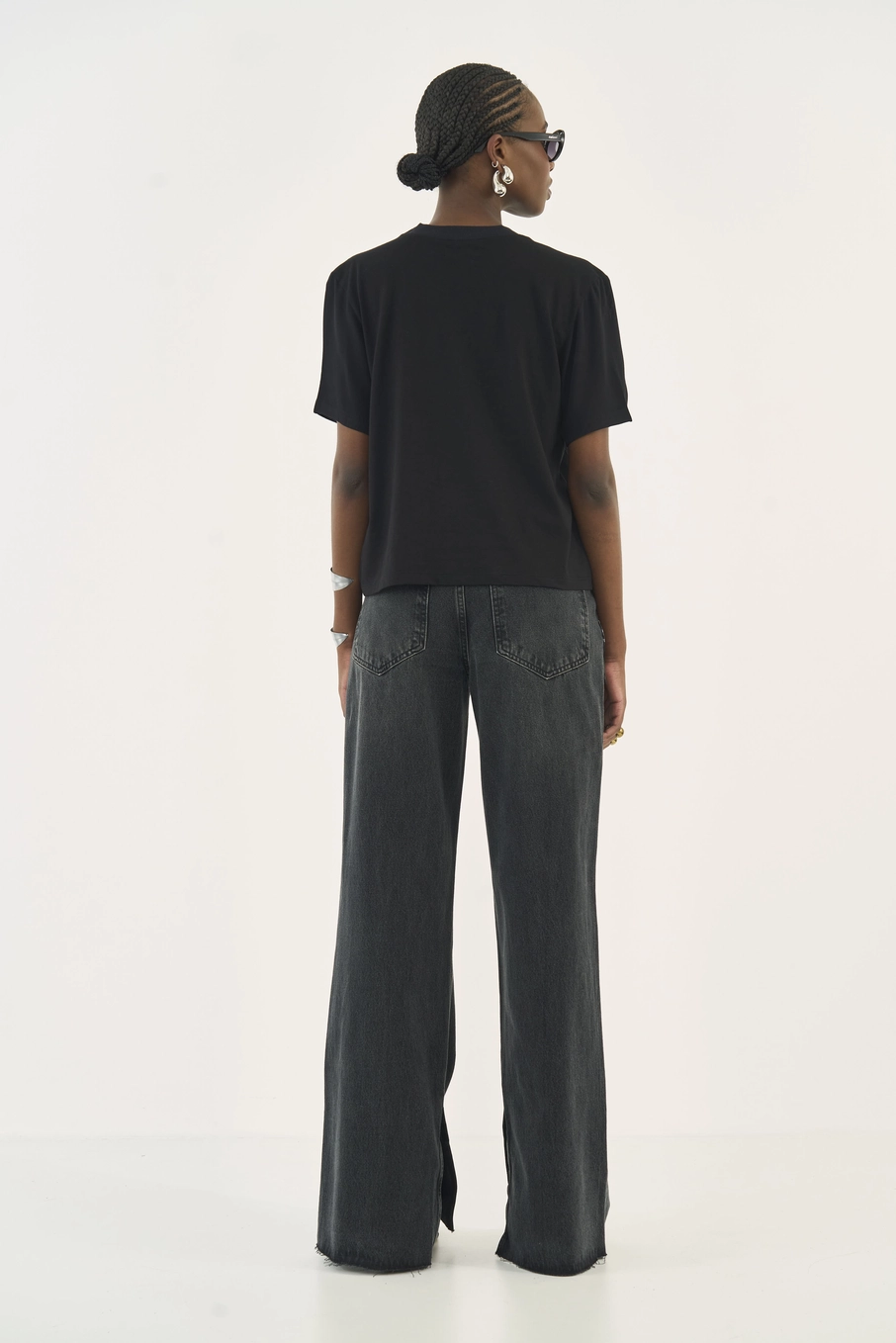 Calça Jeans Juliette Wide Leg Com Aplicação Indigo Preto