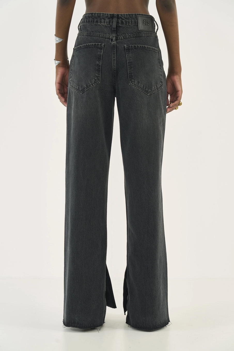 Calça Jeans Juliette Wide Leg Com Aplicação Indigo Preto