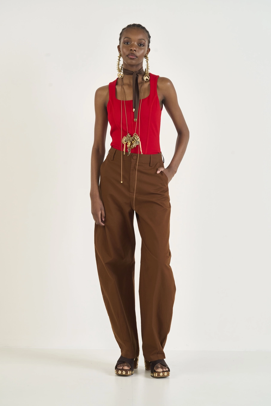 Calça Feminina Barril Marrom Marrom