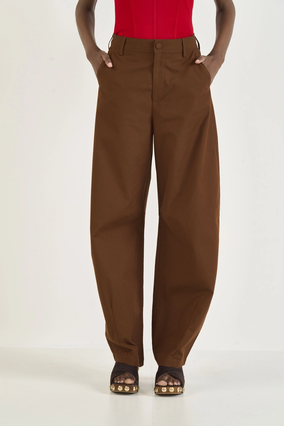 Calça Feminina Barril Marrom Marrom