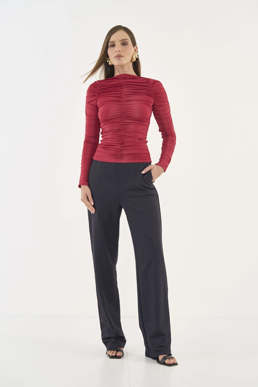 Calça Em Alfaiataria Reta Basic Preto
