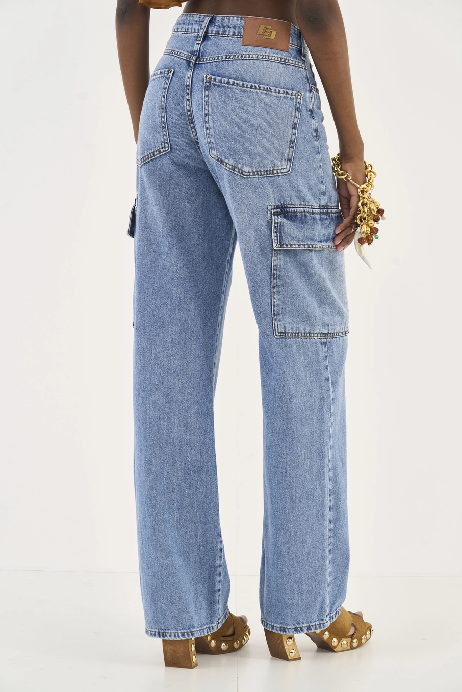 Calça Jeans Wide Leg Juliette Cargo Índigo