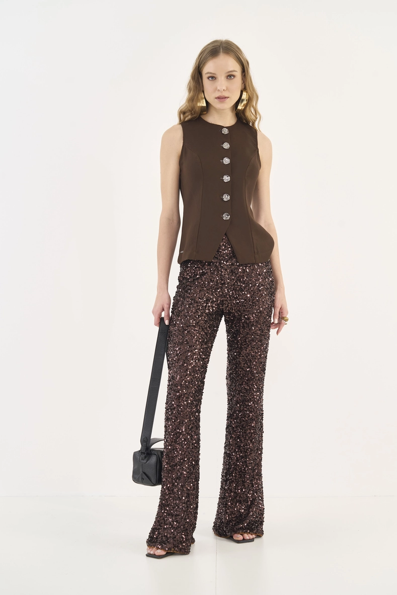 Calça Flare Com Paetê