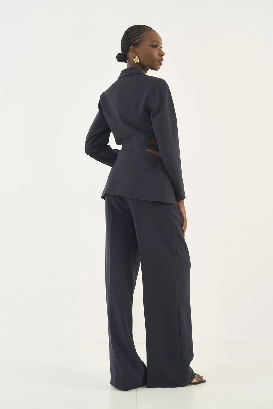 Calça Wide Leg Em Alfaiataria Preto