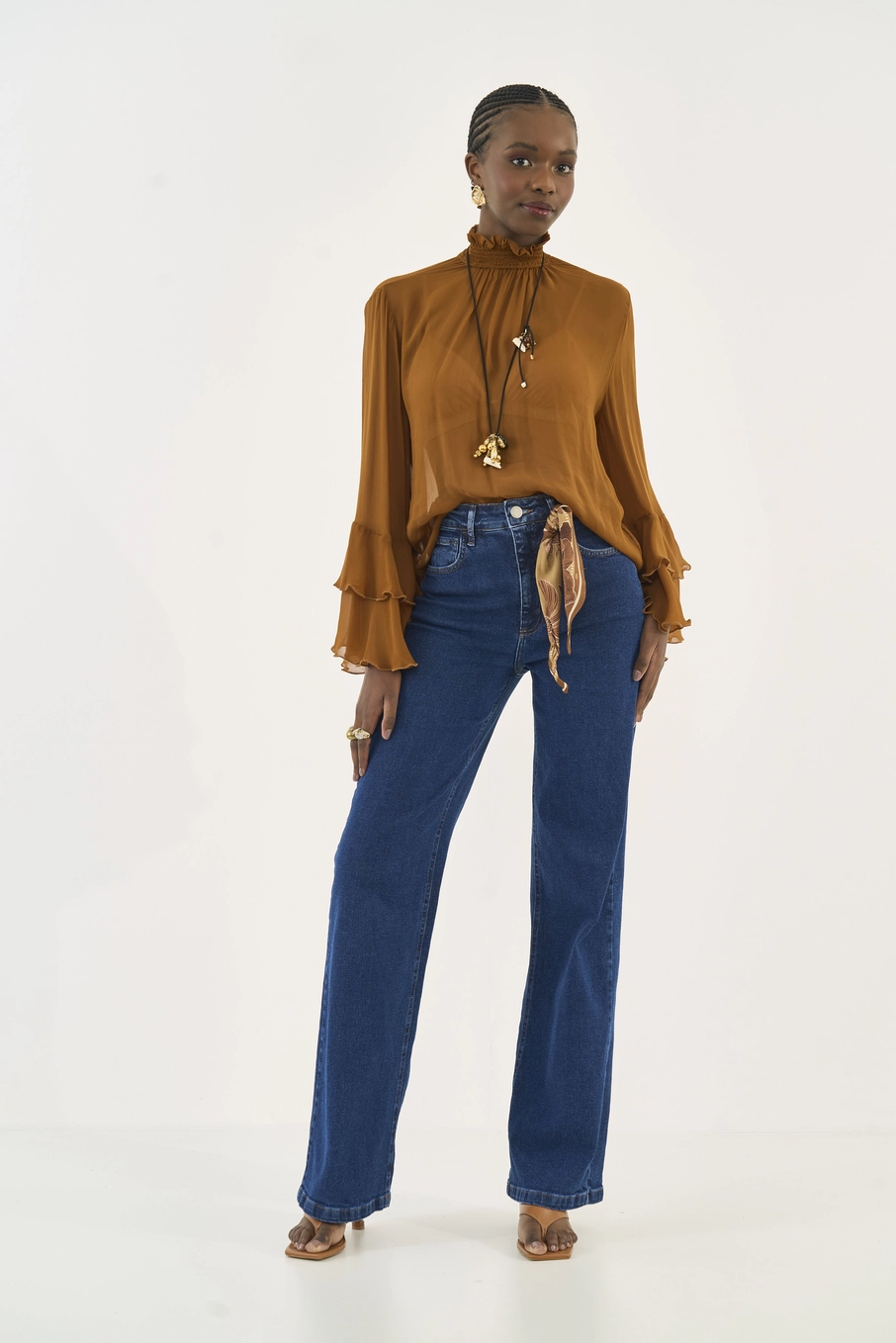 Calça Jeans Juliette Reta Com Lenço Índigo