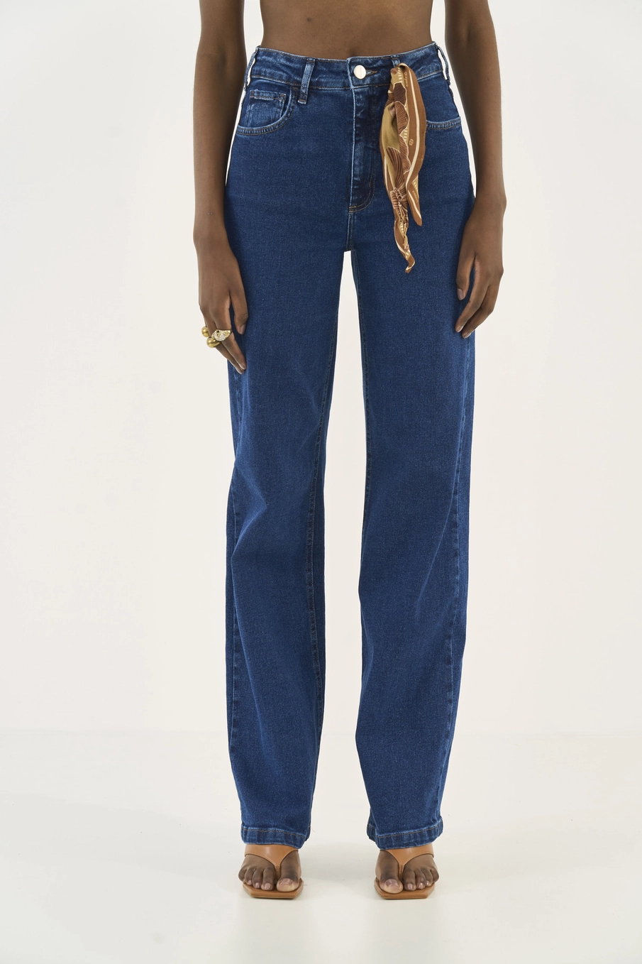 Calça Jeans Juliette Reta Com Lenço Índigo