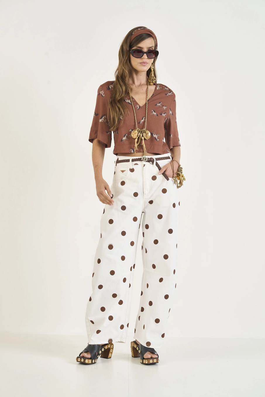 Calça Sarja Barril Estampada Estampados