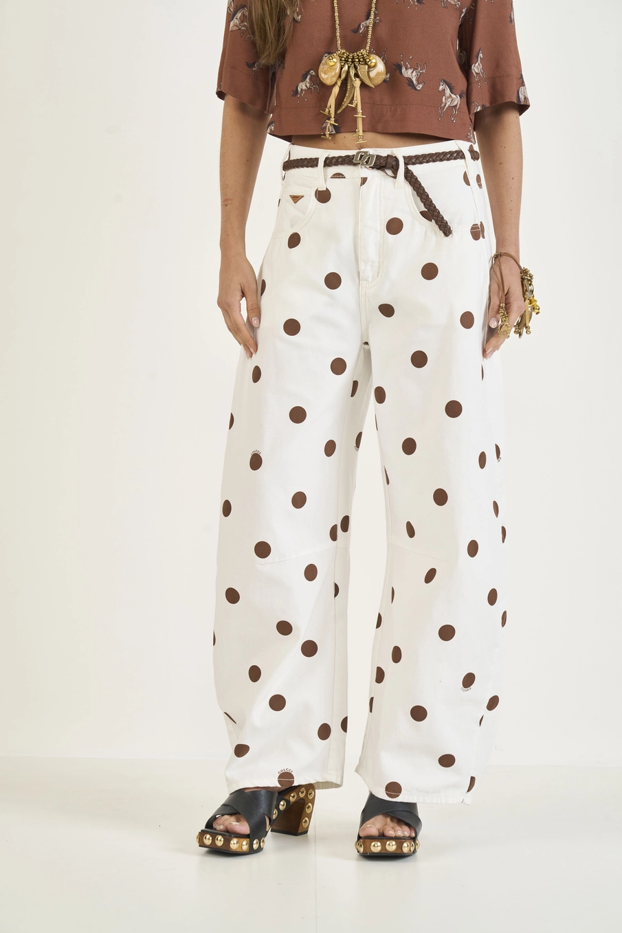 Calça Sarja Barril Estampada Estampados