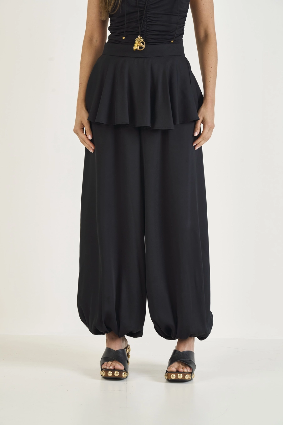 Calça Ballon Com Saia Sobreposta Preto
