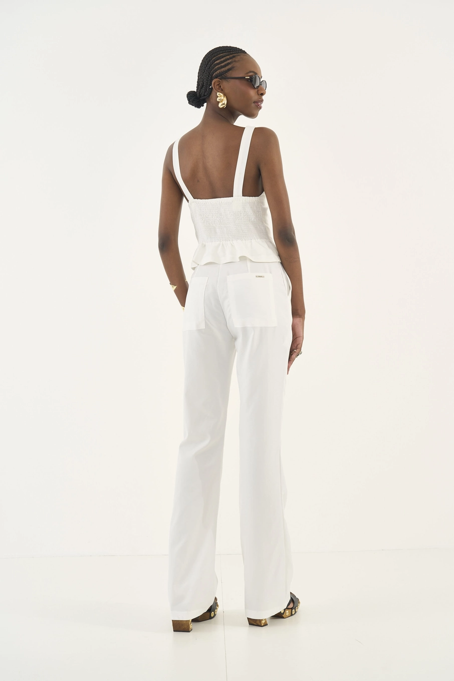 Calça Roby Alfaiataria Wide Leg Off Shell