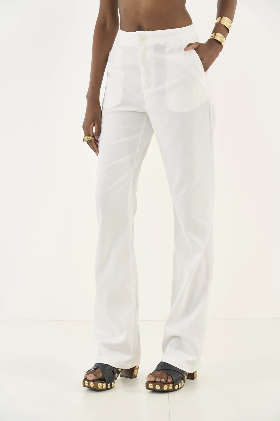 Calça Roby Alfaiataria Wide Leg Off Shell