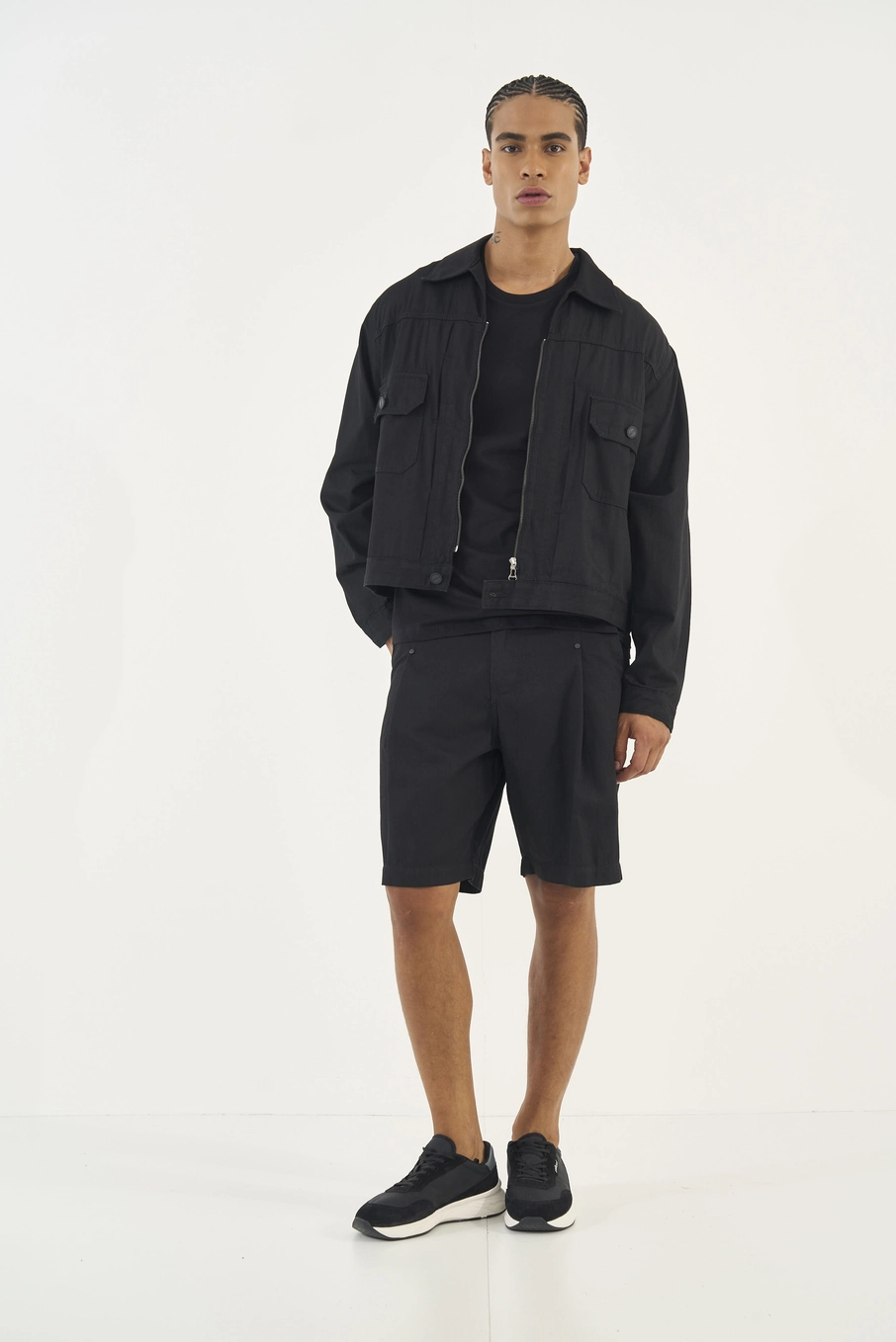 Bermuda Jeans Slouchy Indigo Preto