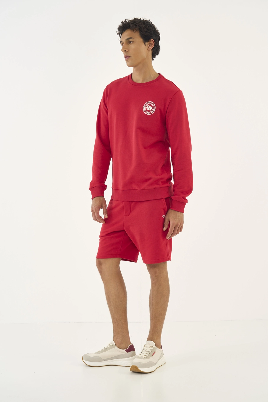 Bermuda Slim Cós Com Amarração Vermelho