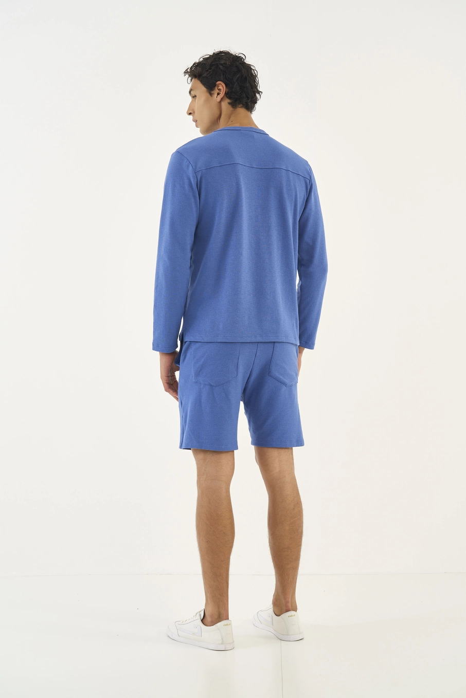Bermuda Moletom Slim Azul