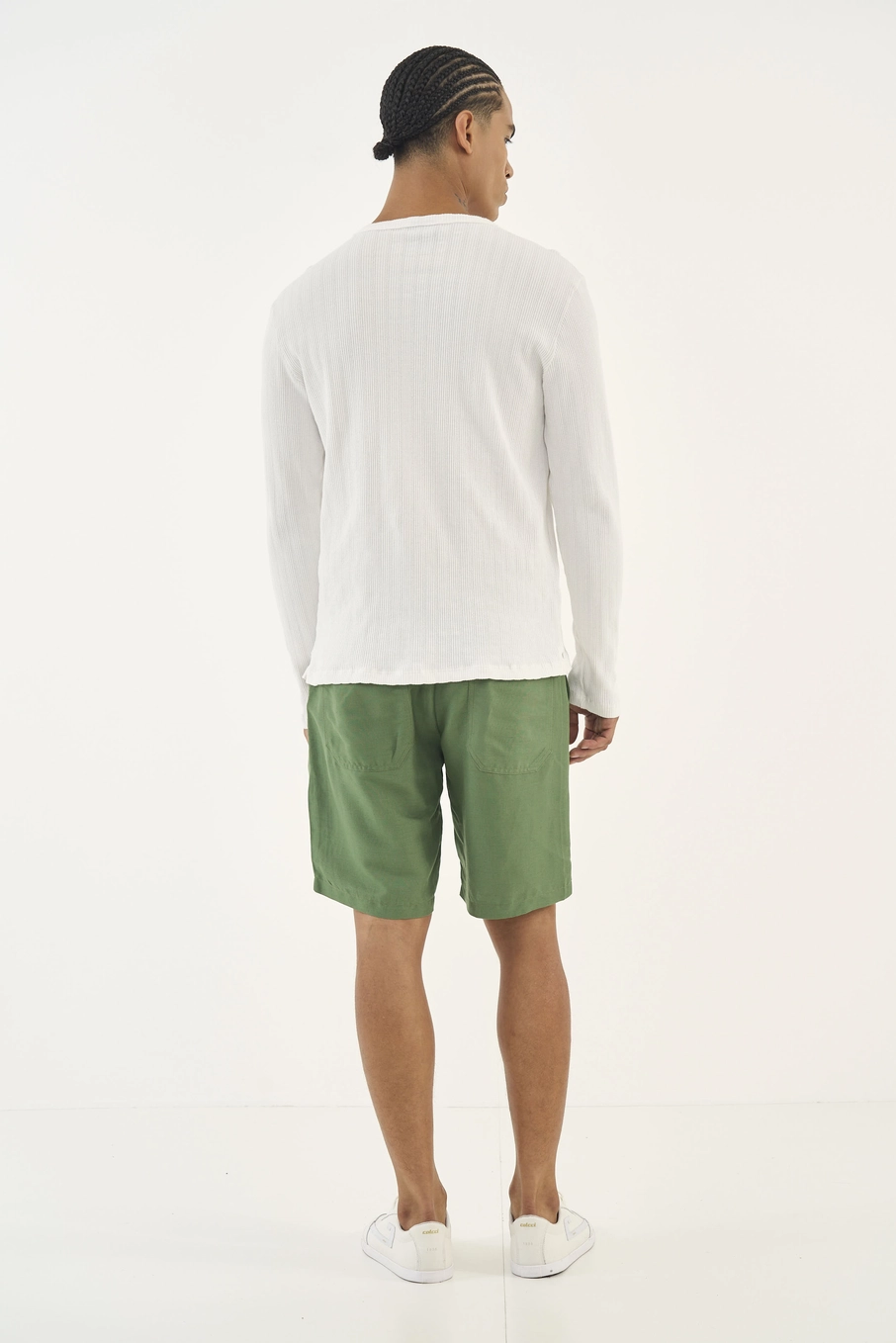 Bermuda Alfaiataria Com Linho Verde Dragon