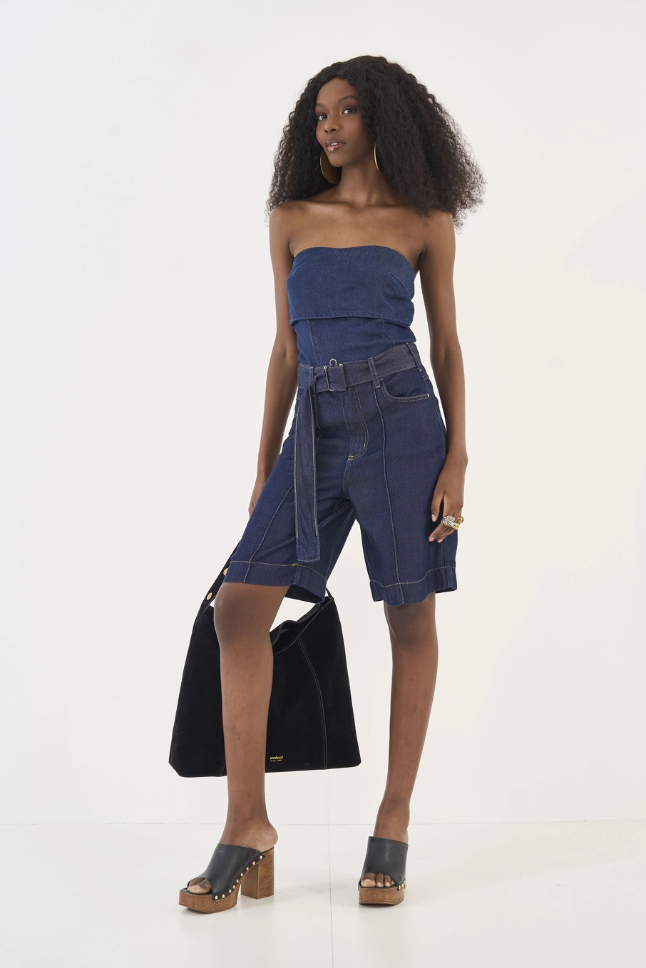 Bermuda Jeans Joana Com Cinto Índigo