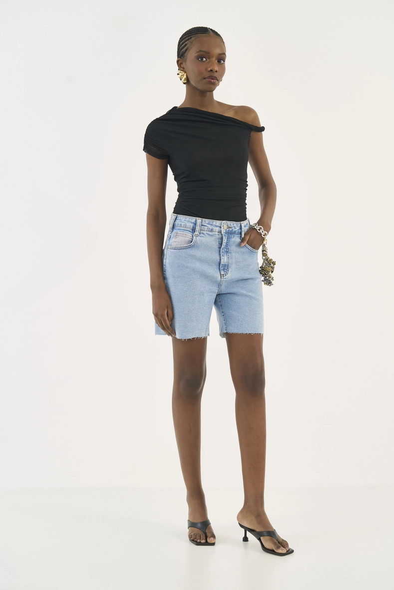 Bermuda Jeans Jade Com Barra A Fio
