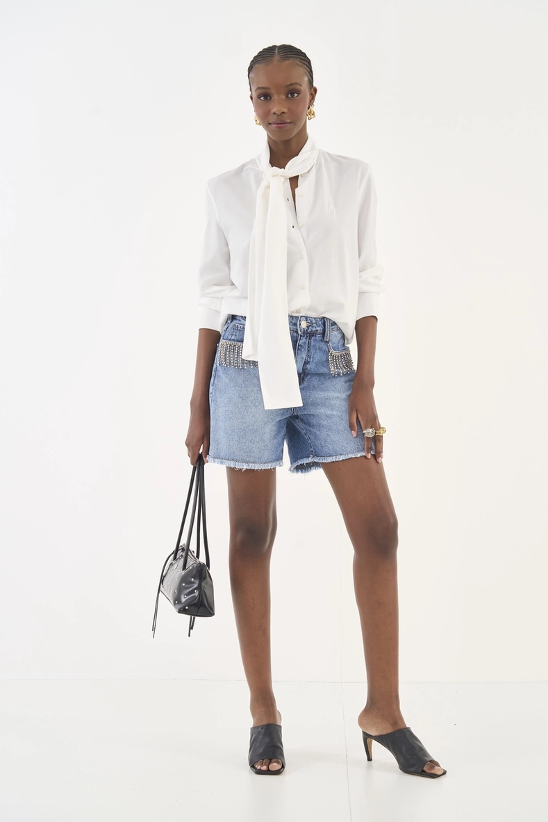 Bermuda Jeans Jade Com Correntes