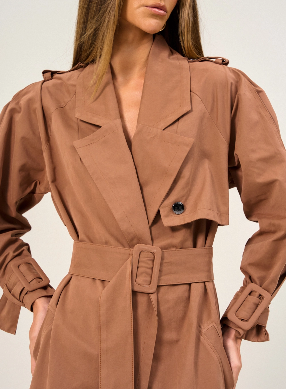 Casaco Feminino Trench Com Cinto Marrom 3