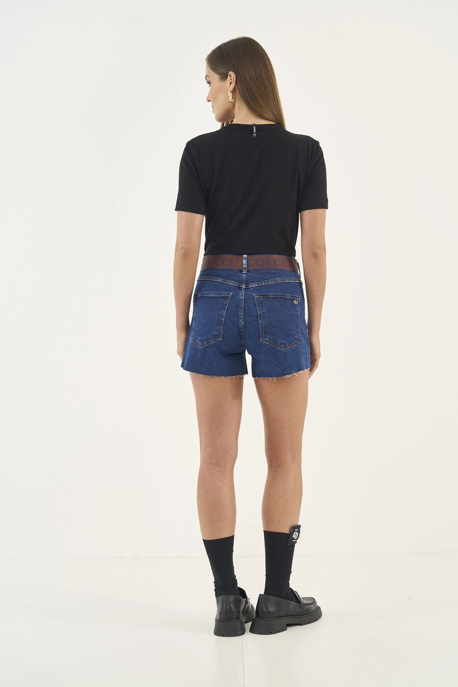 Short Jeans Com Cinto Barra A Fio Índigo