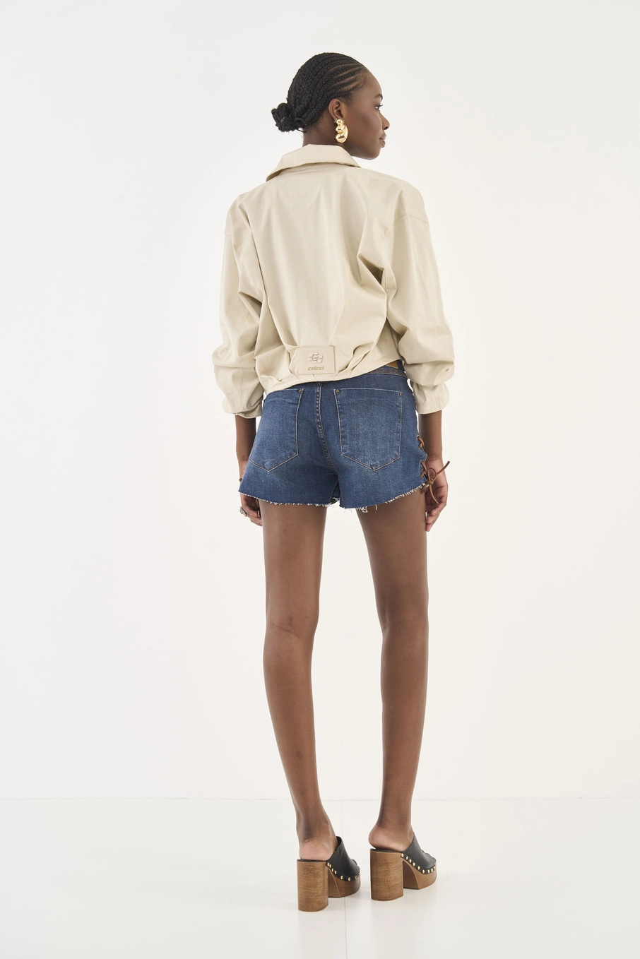 Short Jeans Jade Com Barra A Fio Índigo