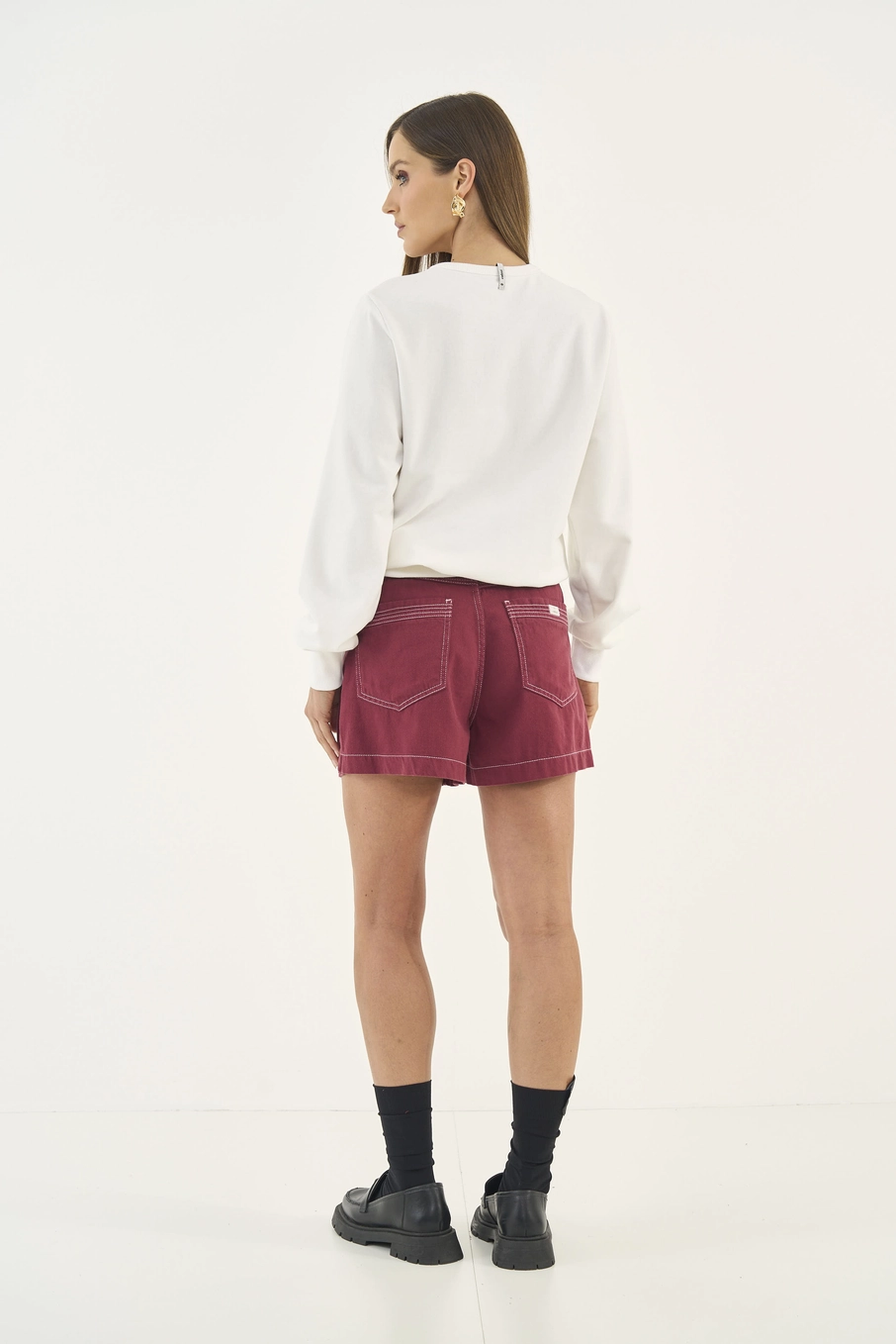 Short Sarja  Feminino Colcci Bordô