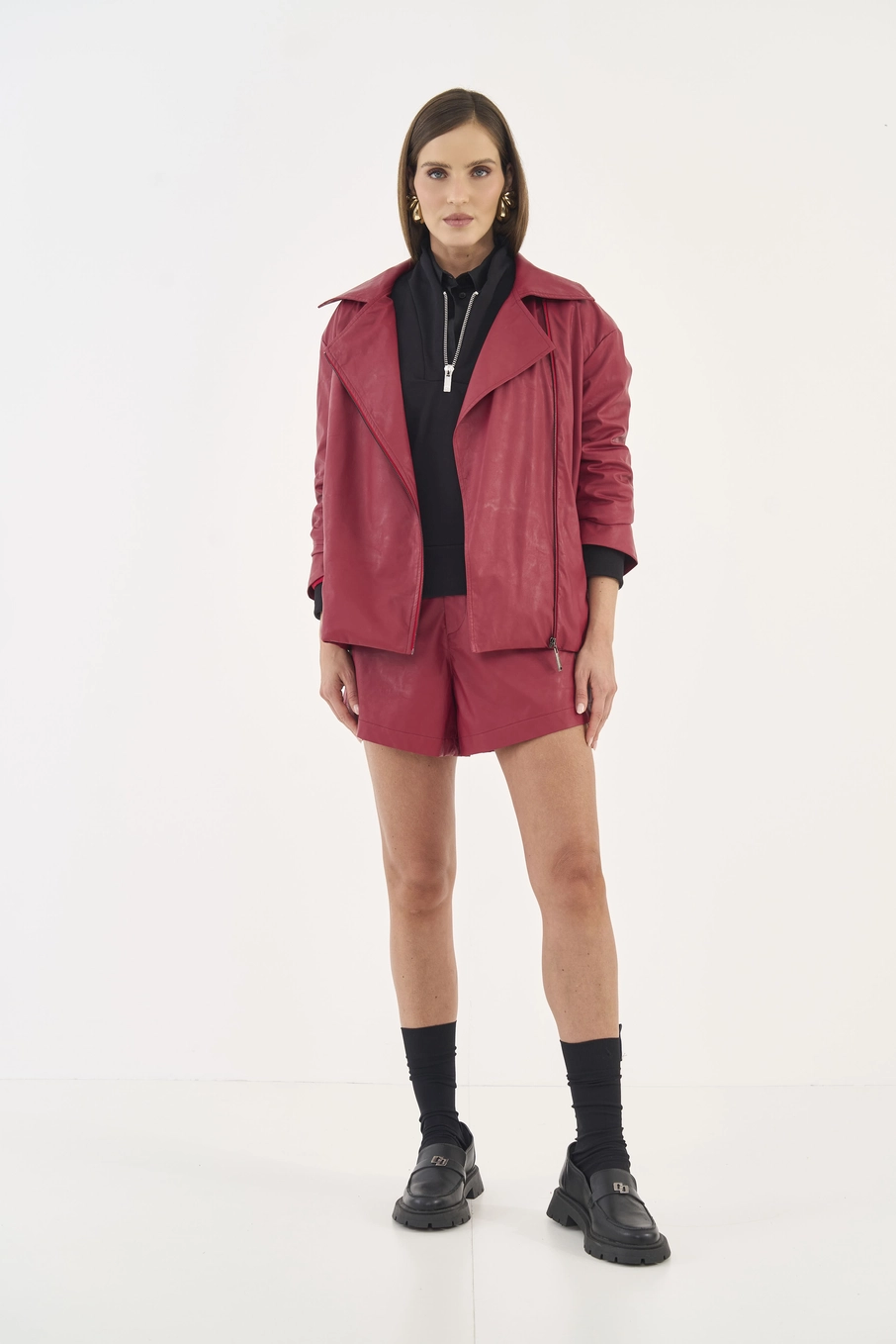 Short Comfort Em Pu Vermelho