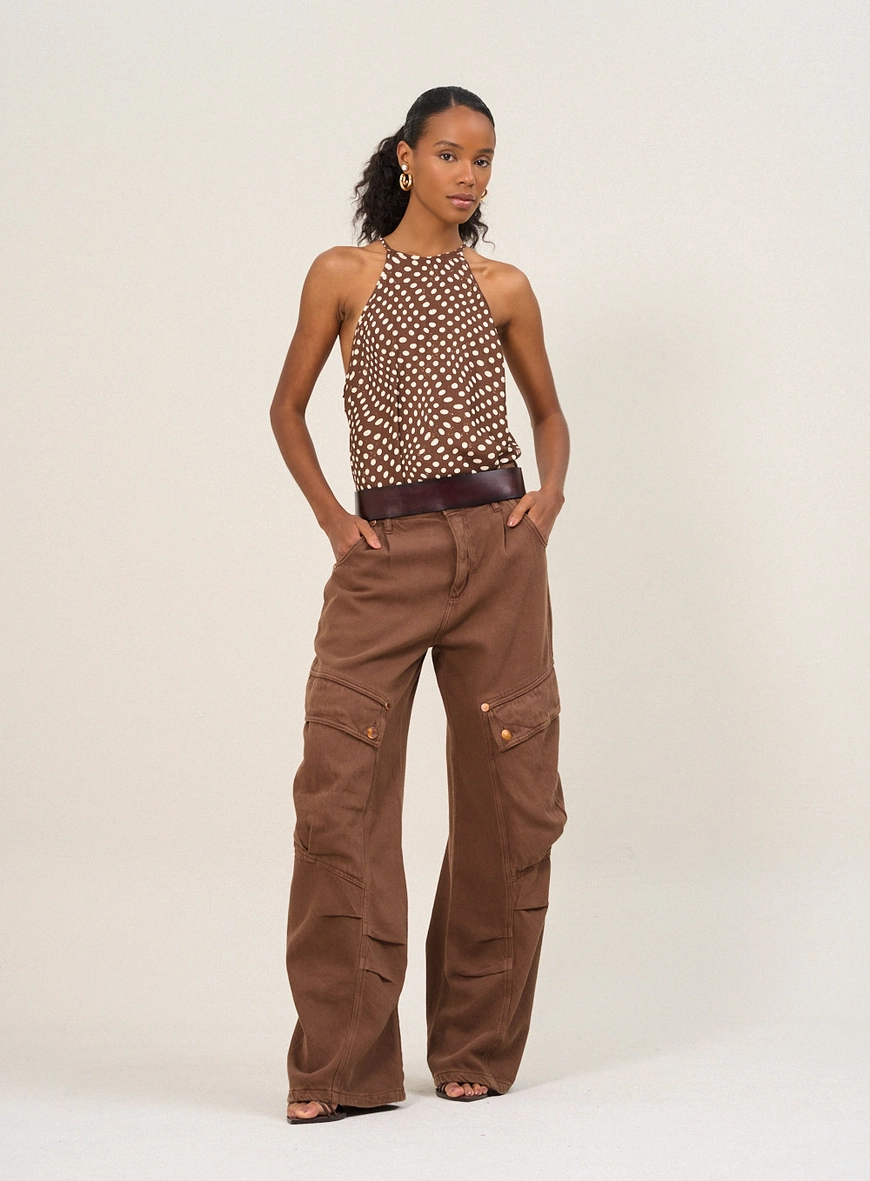 Calça Feminina Cargo Marrom 4