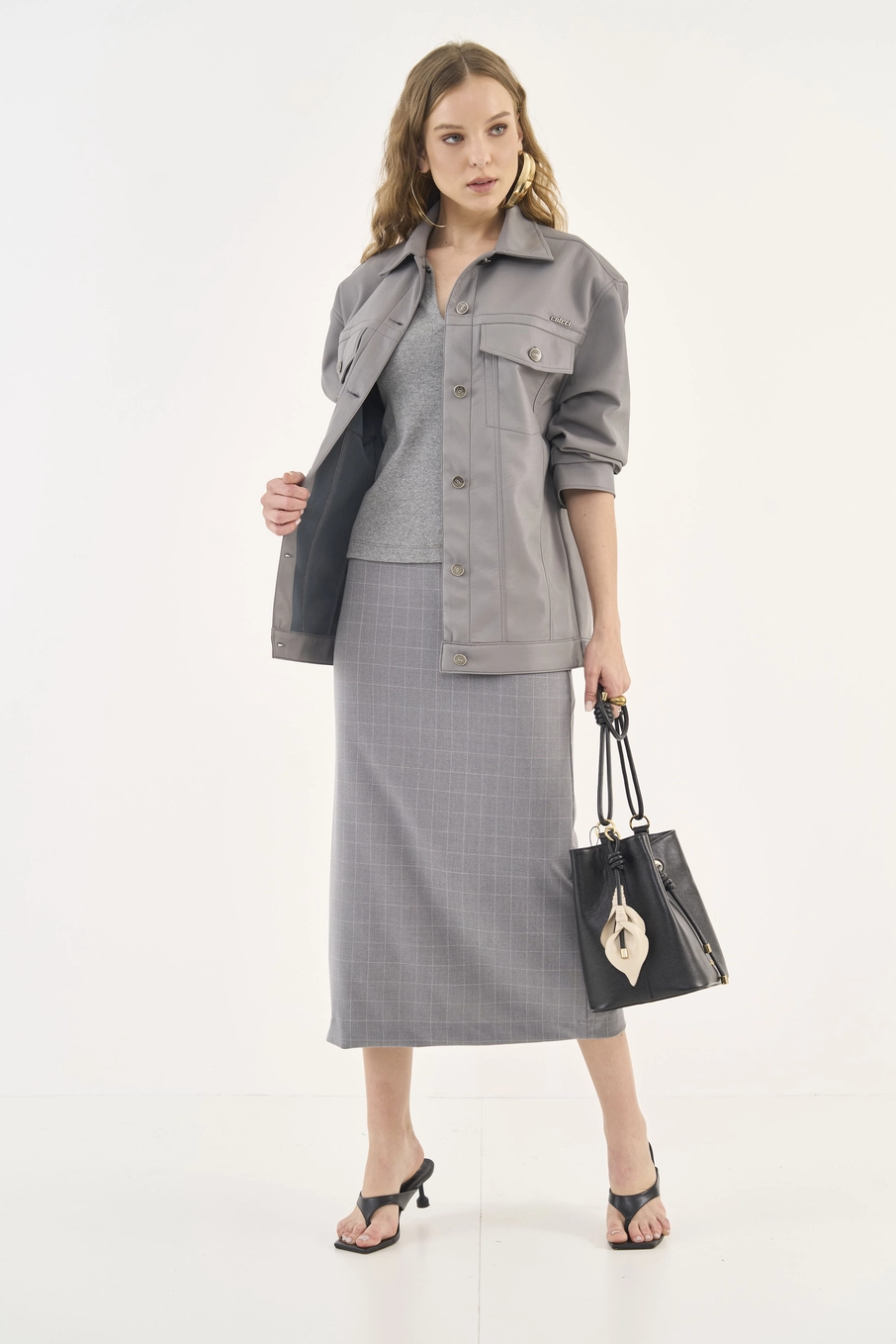 Saia Midi Slim Com Fenda Estampados