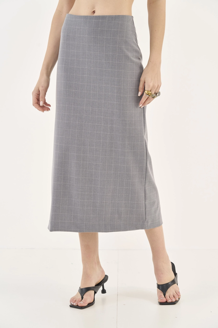 Saia Midi Slim Com Fenda Estampados