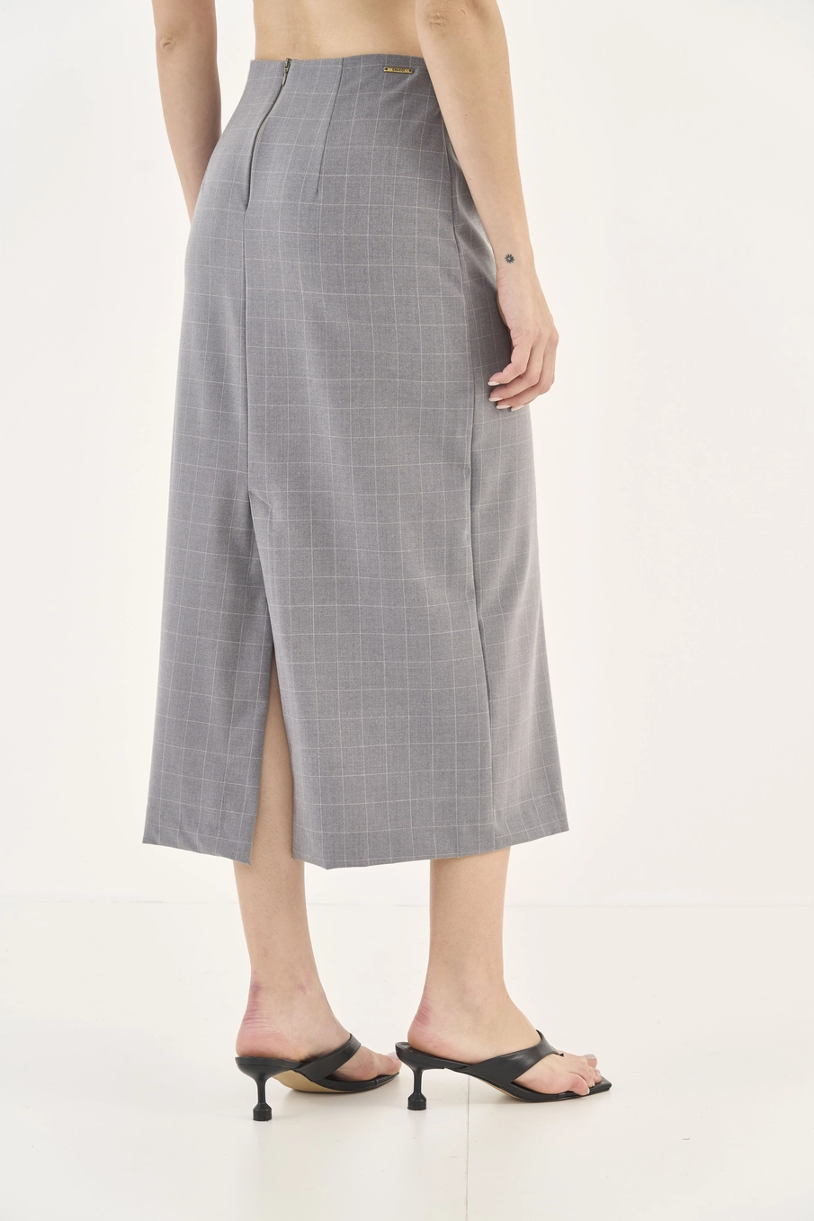 Saia Midi Slim Com Fenda Estampados