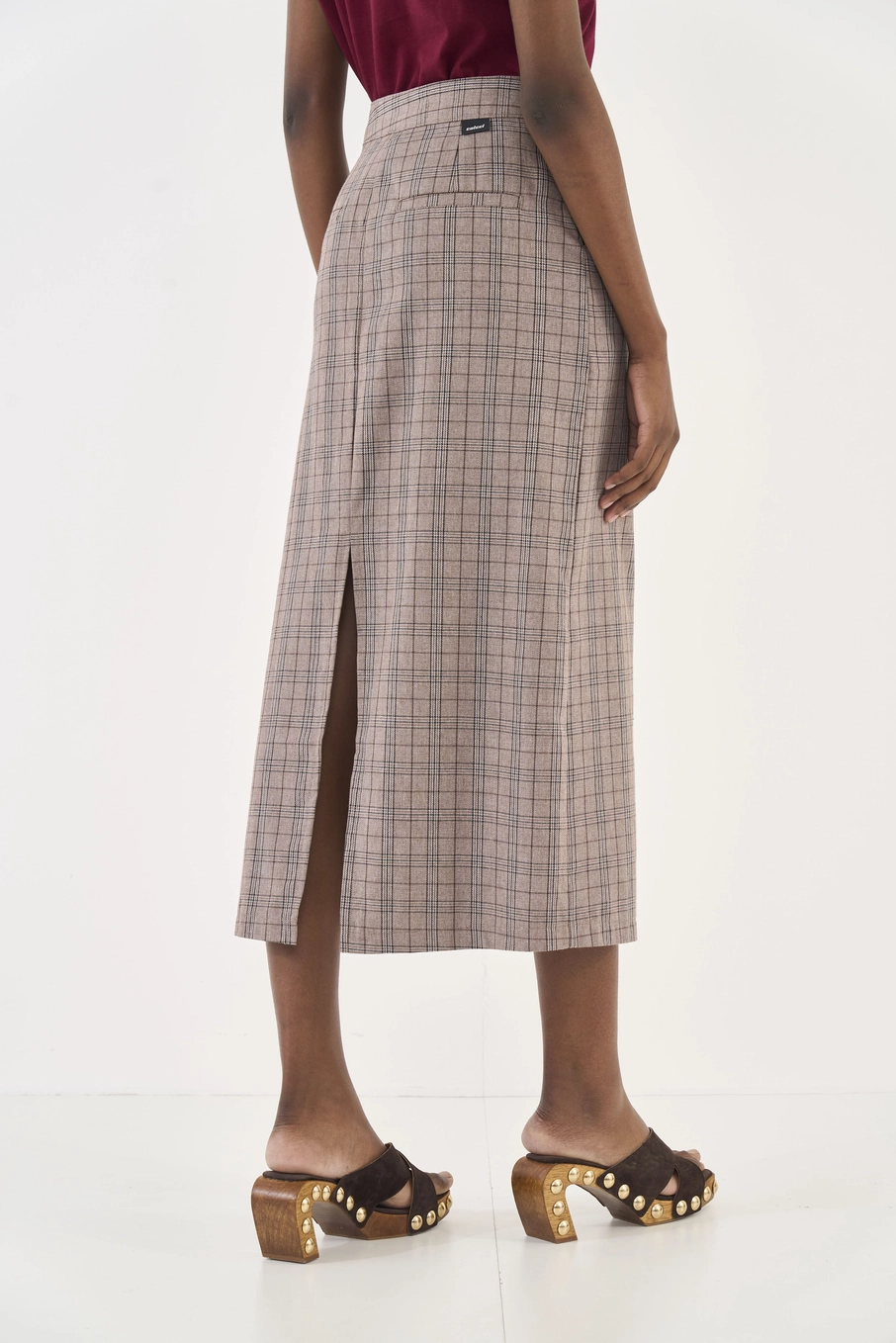 Saia Midi Xadrez Alfaiataria Estampados