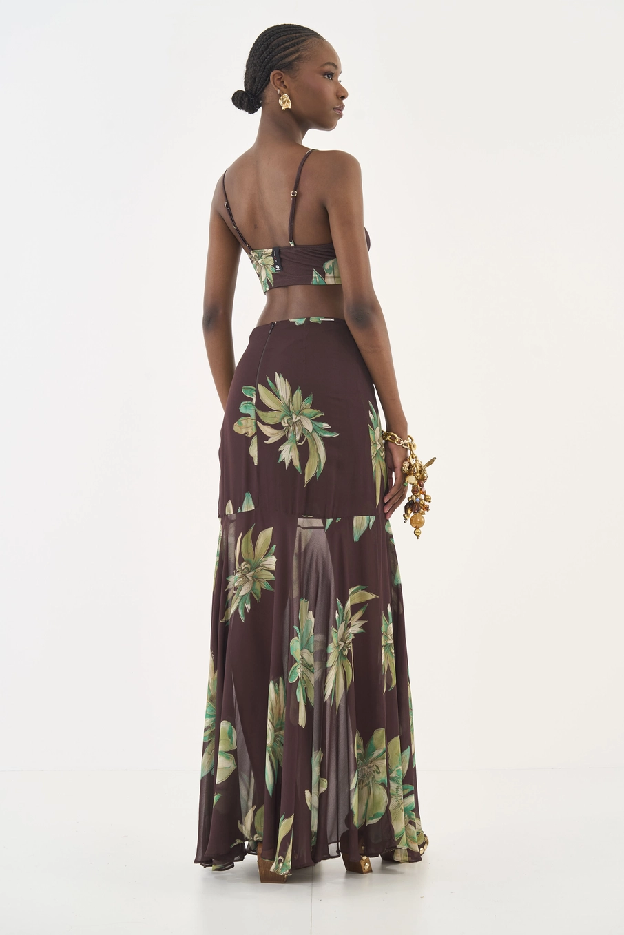 Saia Longa Estampada Evasê Estampados