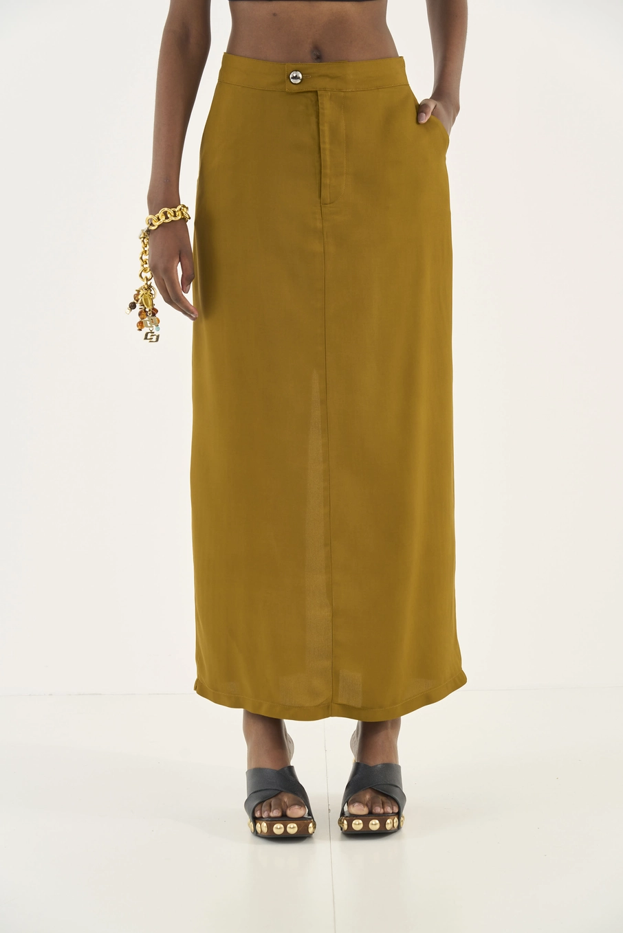 Saia Tecido Plano  Feminino Colcci Marrom