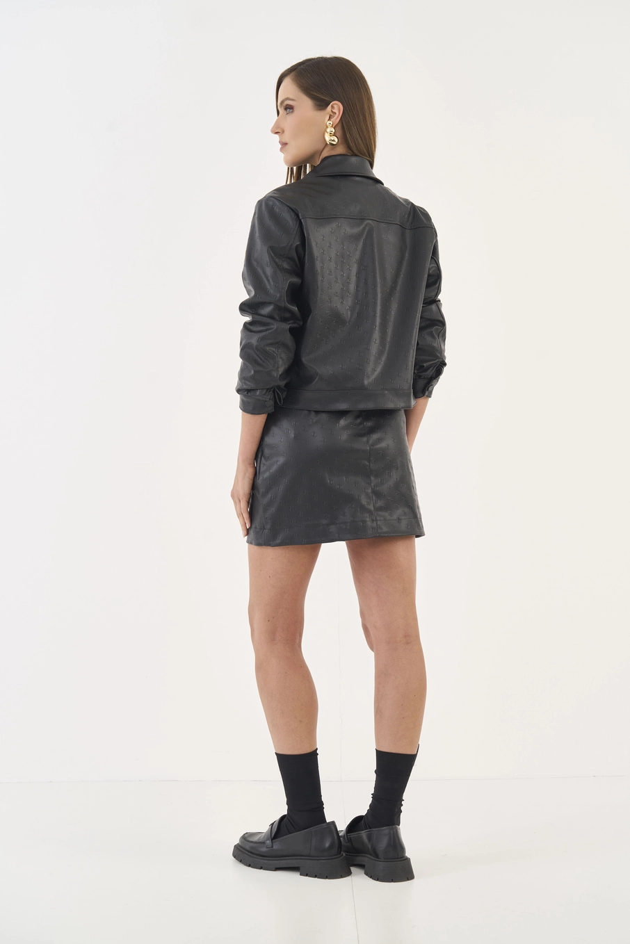 Saia Mini Em Pu Preto