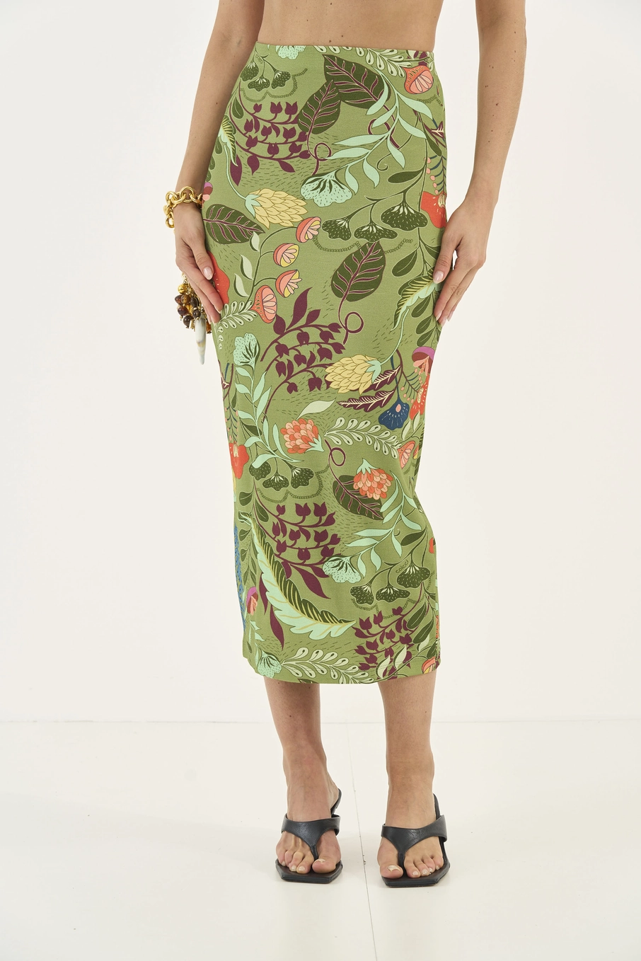 Saia Midi Estampa Floral Estampados