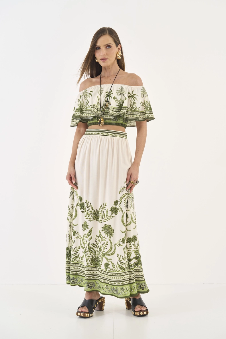 Saia Loose Longa Estampada