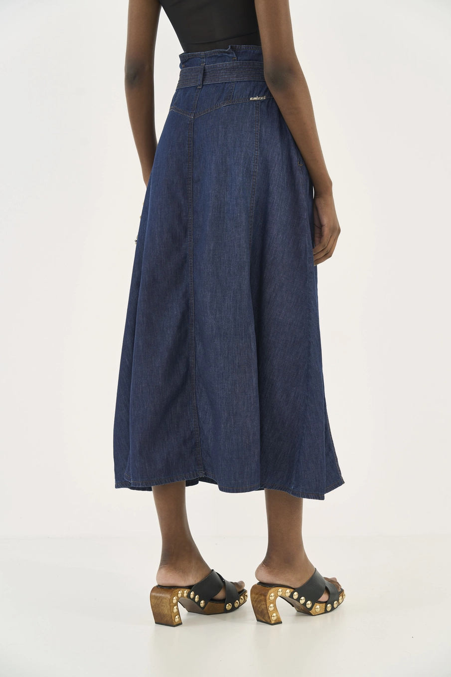 Saia Jeans Com Cinto Índigo