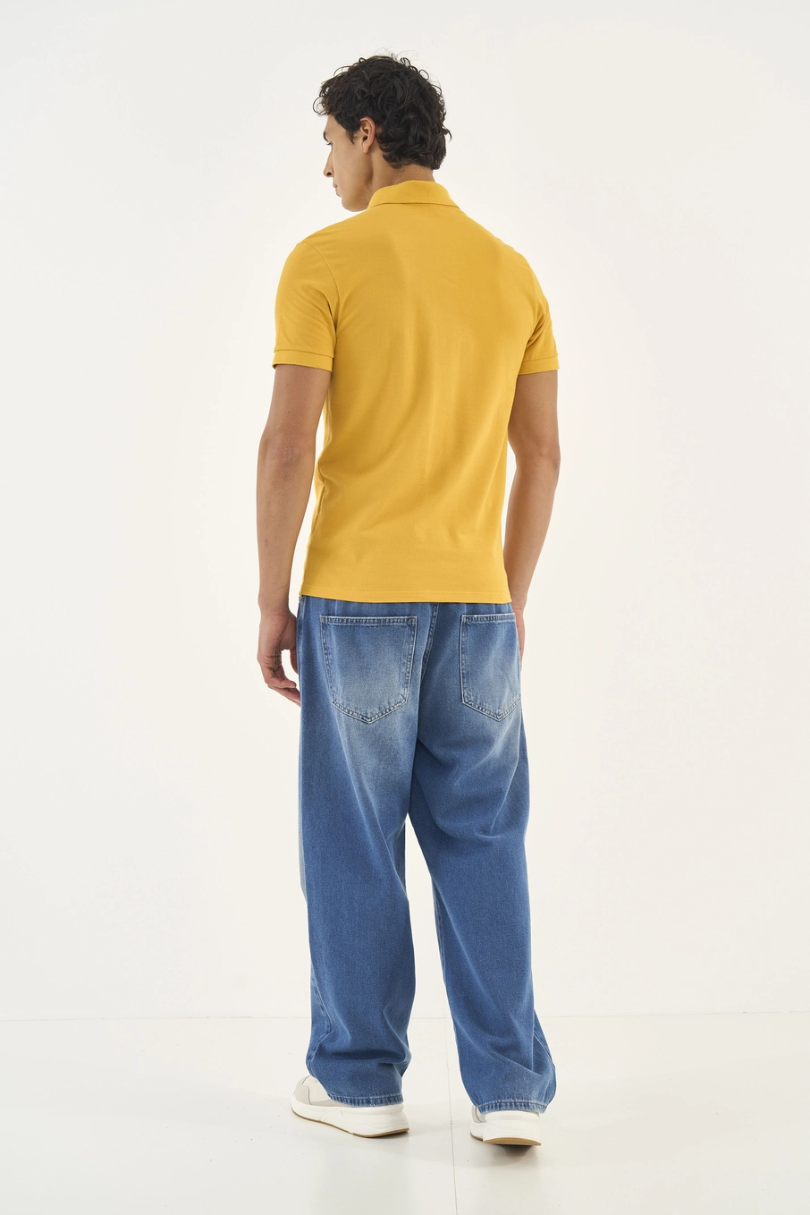 Polo Slim Manga Curta Amarelo