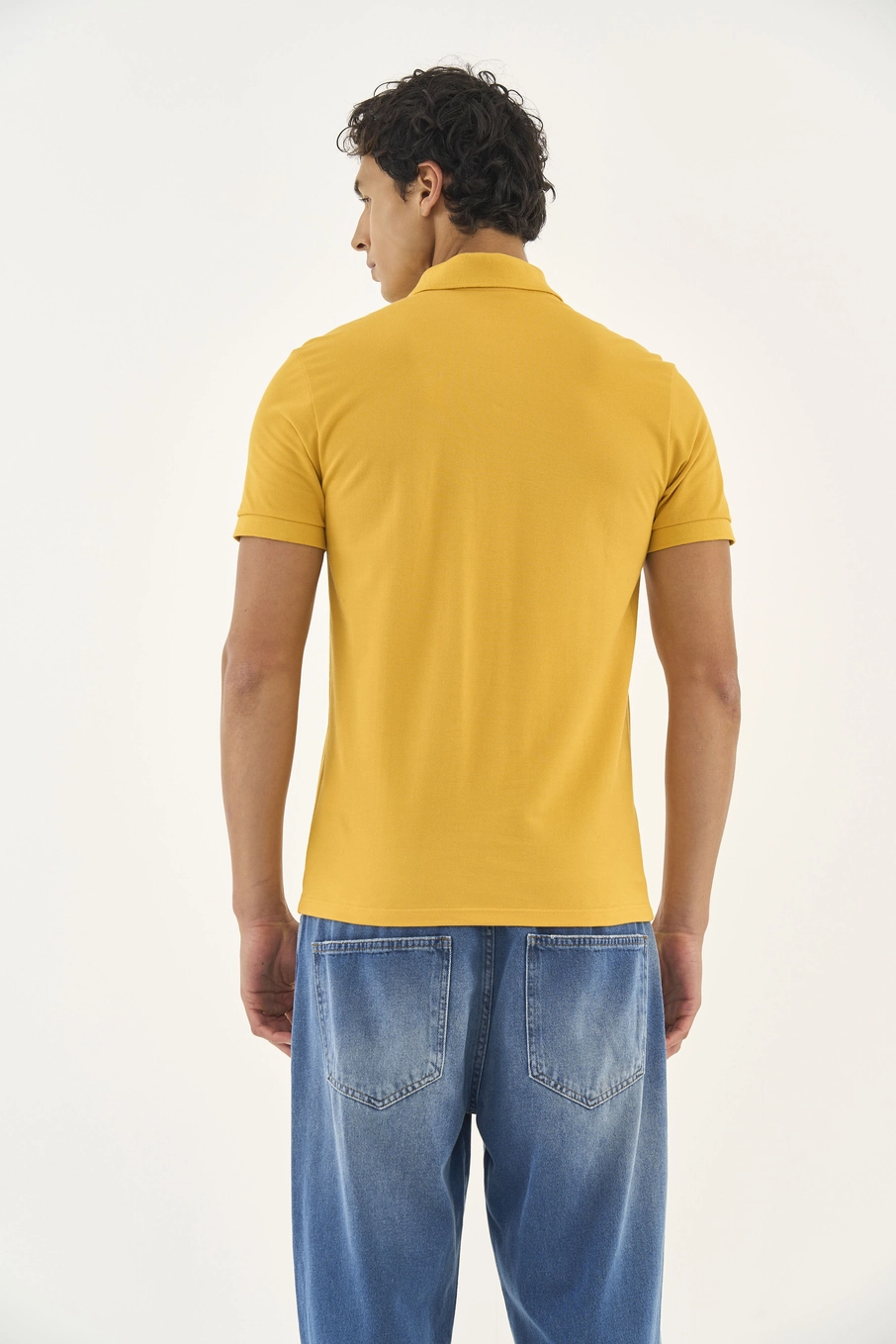 Polo Slim Manga Curta Amarelo