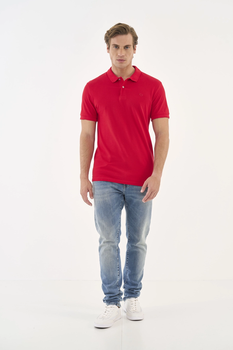 Polo Masculina Manga Curta Comfort Vermelho